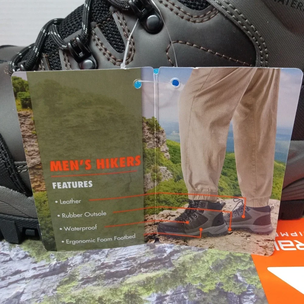 Ozark Trail OT Meadows 2.0 Men's Hiking Boots Size 10 Brown Waterproof Leather